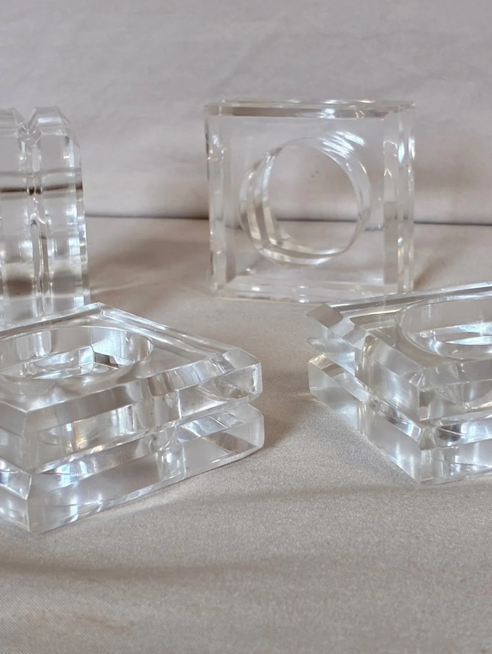 Clear lucite Square Napkin Rings 1.75